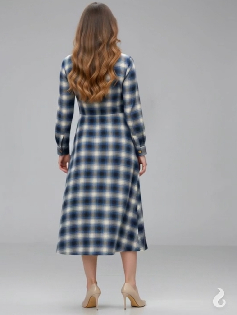 Polo Ralph  Stephanie Lauren Plaid Twill Shirt Dress Blue Plaid Size 8 - Picture 3 of 12